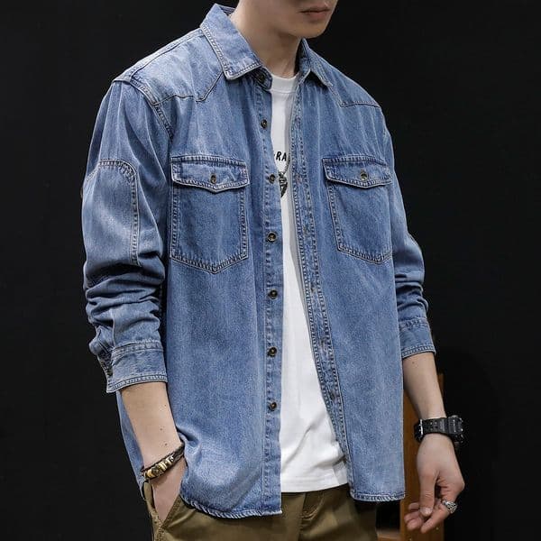 Autumn Designer Jacket Americn Style Shirt Men's New Jcket Men's Csul Spring Nd Autumn Long Sleeve Denim Shirt Men