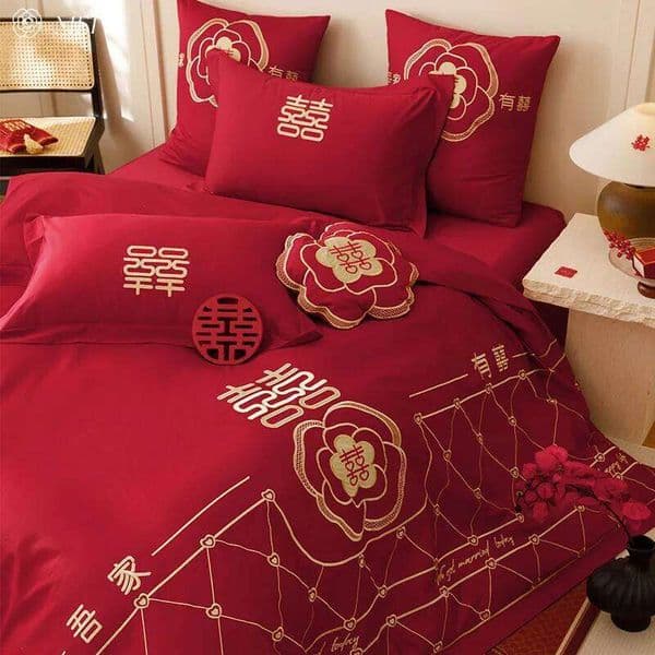 Customizable new Chinese 120S long-staple cotton wedding bed four-piece set W260302 thumbnail 2