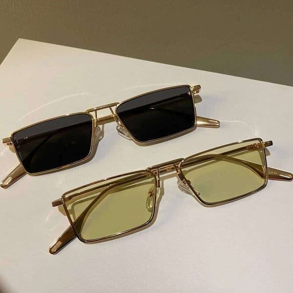 Vintage Narrow Small Sunglasses Women Luxury Brand Metal Frame Sun Glasses Rectangle Driving Eyeglasses Fishing Eyewear Men 2023 Y260302