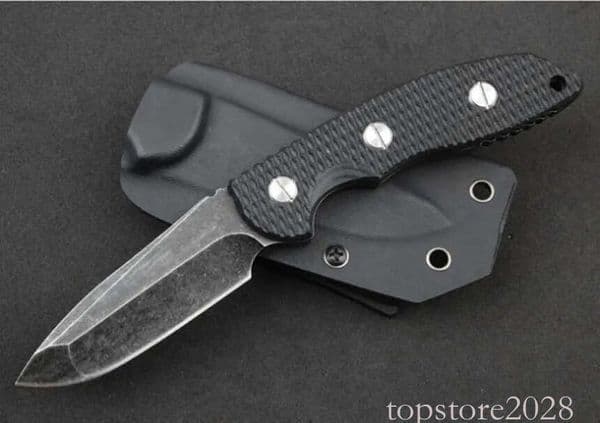 XM-18 Survival Straight Knife D2 Drop Point Stone Wash Blade Full Tang Black G10+ Stainless Steel Handle Knives With Kydex