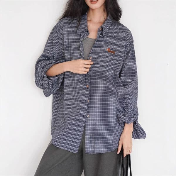 Korean-style Loose Plaid Designer Hoodie Shirt Jacket For Women New Early Spring And Autumn Versatile Polo Shirt Designer Shirt Retro Casual Long-sleeve Shirt