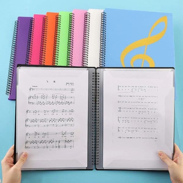 A4 Music Binder Sheet Music Folder Spiral-Bound File Document Folder 40 Pages for Women Men Student School Office Home 260302