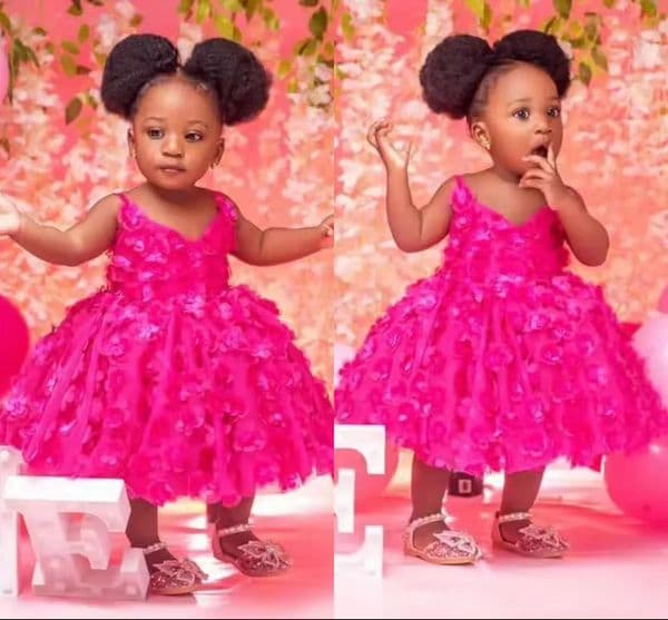Fuchsia Little Baby Girls Birthday Party Dresses Hot Pink Floral Flower Tulle Kids Tea Length Formal Gown for Photo Shoot Puff Skirt Childrens Wedding Dress LG0989