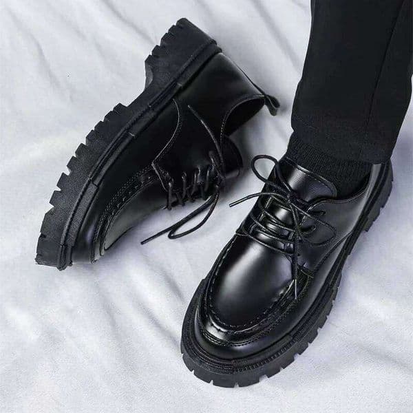 Thick Sole Formal Black Leather Luxury Brand Designer Platform Casual Wedding Dress Oxfords Men Work Shoes