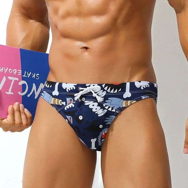 Men's Swimming Briefs Fashion Printed Swimwear Low Waist Breathable Sports Surfing Shorts J260302