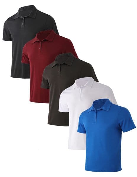 5piece mens summer solid color short sleeved polo shirt breathable quick drying top 260303