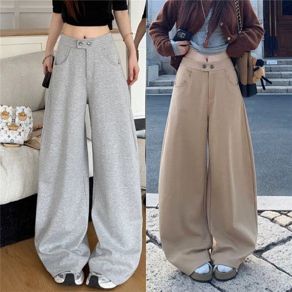 Americn Retro Style Csul Swetpnts For Women New Utumn Collection Loose Nd Slimming Wide-leg Designer Pnts Pnts Fshionble Nd Verstile Trousers