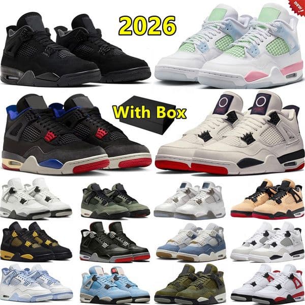 With Box 4 4s mens basketball shoes 2026 Valentines Day Black Cat White Cement Bred Reimagined Military Thunder UNC Blue Cozy Girl men women trainers sports sneakers