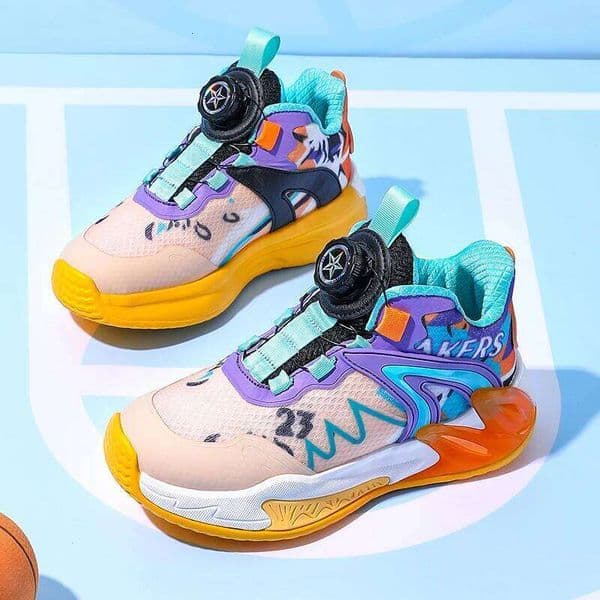 Hot Selling Personalized Child Basketball Fashion Breathable Elastic Boy Girl Sneakers Multifunctional Kids' Running Shoes 26W0303