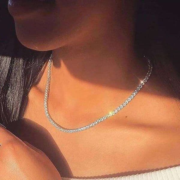 Sexy Choker Iced Out Tennis Chain Necklace For Women Luxury Cubic Zircon Crystal Short Hiphop Neck Accessories Jewelry OHN016 Y260302