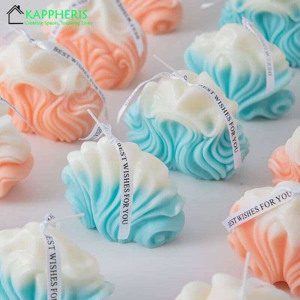 Blue Swirl Scented Home Decorative Personalized Smokeless Candles, Gift for Guests, Lot W260303