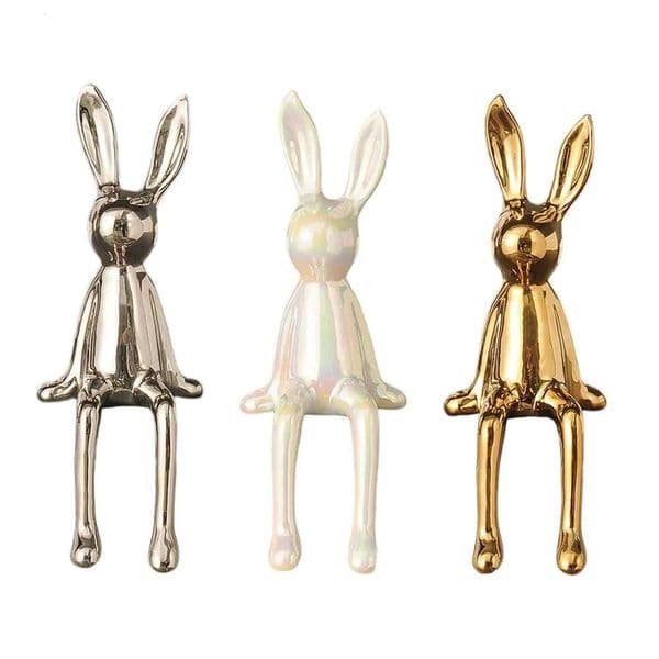 Rabbit Statues Glaze Decorative Ornament Animal Figures for Bedroom Bookshelf Desktop Entrance Indoor Z260227