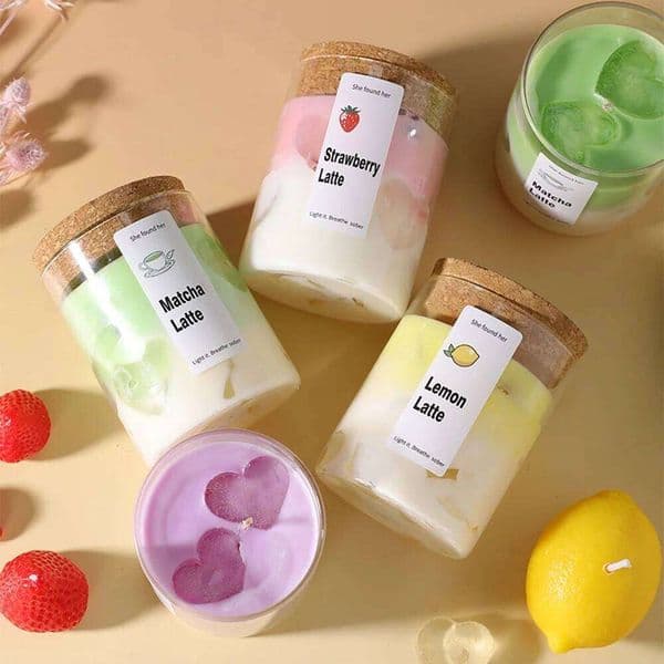 1Cup Valentine's Day Scented Candles,Cute Heart Desserts Coffee Handmade Creative Jelly Soy Wax Gift Atmosphere-themed Ornaments W260303