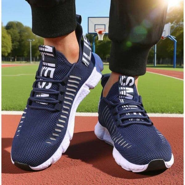 Fashion Breathable Mesh Upper Outdoor Casual Tennis Sneakers Non Slip Cushioned Insole Men's Comfort Running Shoes