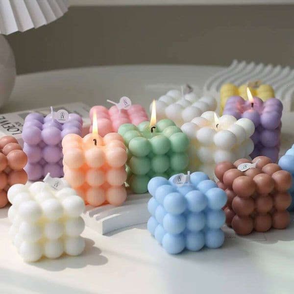 1pc Bubble Cube Handmade Scented Soy Wax Candle for Aromatherapy Home Decor Birthday Wedding Party Candles W260304