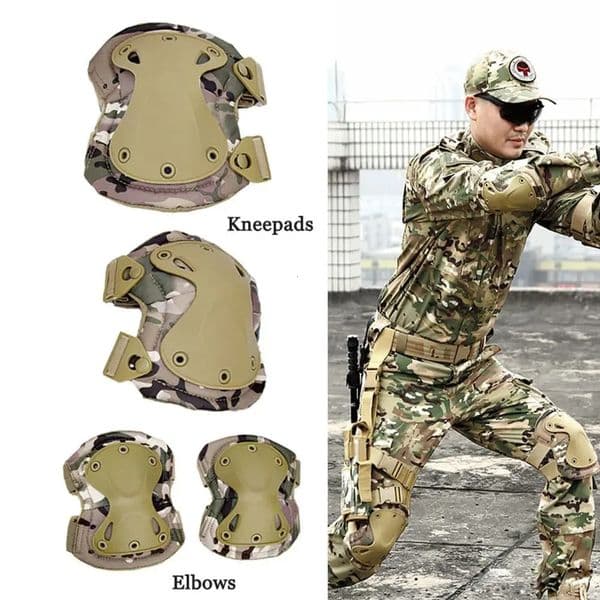 Tactical Combat Knee Elbow Protective Pads Set for Outdoor CS Paintball Game Cycling Safety Skateboarding Gear Skates Pro 260228
