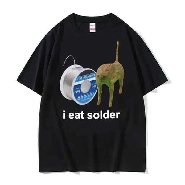 I Eat Solder Cursed Funny Cat Meme Women's Clothing Fashion Casual Harajuku Summer High Quality T-shirt Top H260304