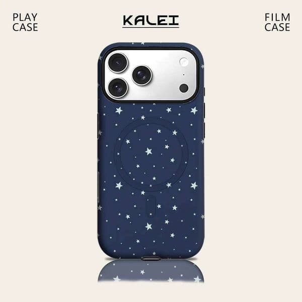 Navy Blue Light Star Decor Phone IPhone 17 16 15 14 13 Pro Max Plus for Magnetic Single Double-layer Tough Case 26L0304