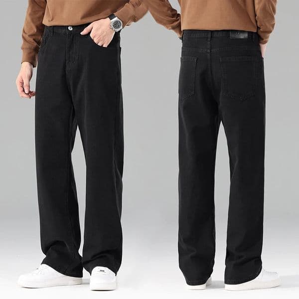 Autumn Jeans Men Black Casual Baggy Trousers Classic Straight Comfortable Wide Denim Male Clothing 260302