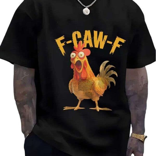 Caw F FCAWF Chicken 2025 Summer Men's Women's Funny Cotton T-shirt Round Neck Gift Creative Clothing H260304