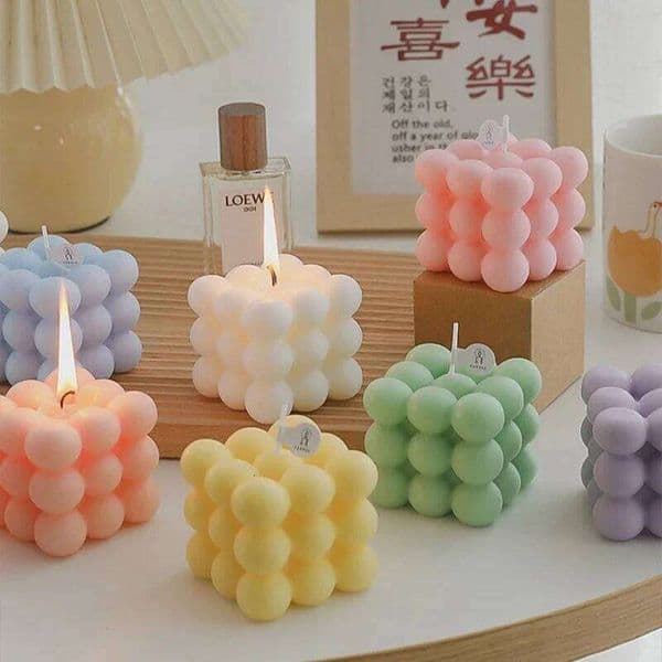 Ins Style Bubble Cube Handmade Scented Soy Wax Candle for Aromatherapy Wedding Birthday Candles Home Party Decoration W260304