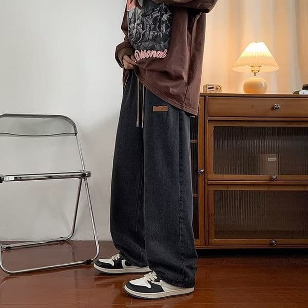 Designer Pants Men's Autumn Vintage Loose Straight-leg Jeans High Street Trendy Brand Ins Floor-length Pants Fashionable And Trendy