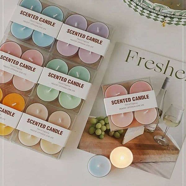 4 Pieces Handmade Scented Aromatherapy Soy Wax Candle for Home Decoration Birthday Party Wedding Photo Props W260304