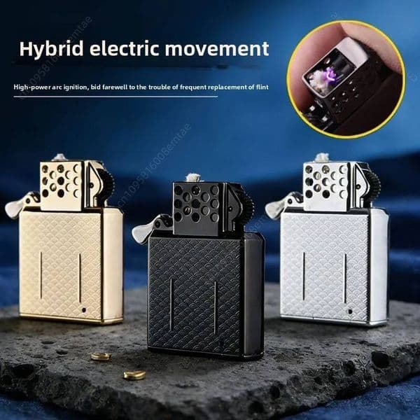 2026 New Hybrid Large Flame Liner, Fuel Lighter Liner With Electronic Ignition, Cigarette Accessories, Men's Gift