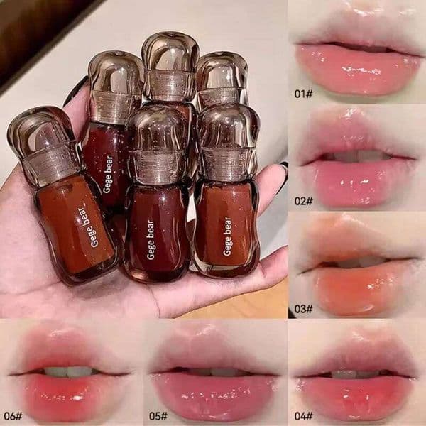 Luxury Gege Bear Crystal Balm Moisturizing Lip Gloss - Hydrating Tinted Jelly maquillaje Oil, Long-Lasting Liquid Lipstick Free Shipping