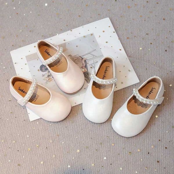 Autumn Girls Princess Shoes Pearl Shallow Hook-loop Sweet Kids Flat Shoe Solid Colors Anti-slip Fashion Sweet Children Shoe X260303