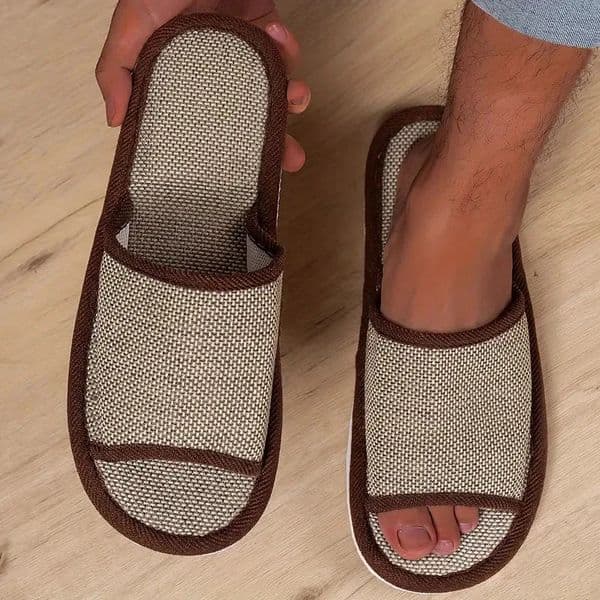Home Linen Slippers Men Women Couples Soft Thick Bottom Indoor House Anti-Slip Breathable Hemp Slides Japanese Style Shoes Slide 260303