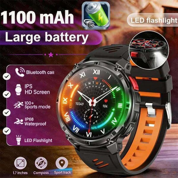 T-Rex3 Pro 1100mAh Battery Smart Watch GPS path 5ATM Waterproof Sports Run tracker Outdoors Compass Military Smartwatch 2026 New 26H0304