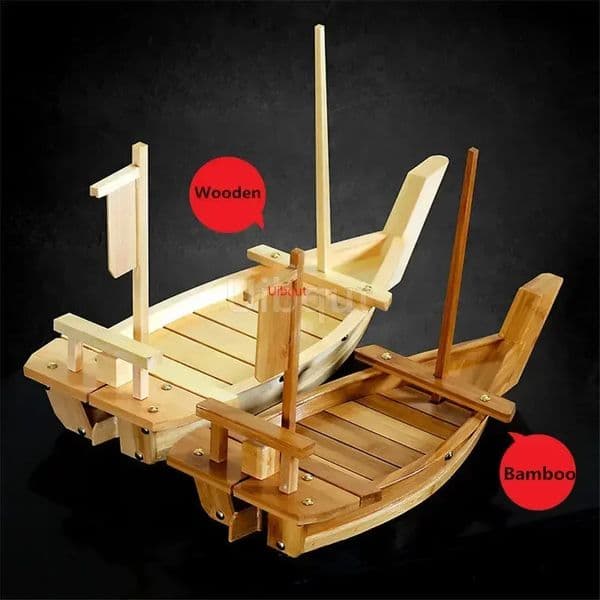 Japanese Cuisine Sushi Boats seafood Tool Wooden Shop Model Wood Handmade Simple ship Sashimi Assorted Cold Dishes Tableware Bar 260228