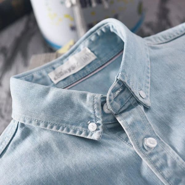Spring Long-sleeved Mens Denim Shirt 100 Cotton Breathable Comfortable Fashion Casual Shirts Black Blue Korean Simple Clothing 260302BJ