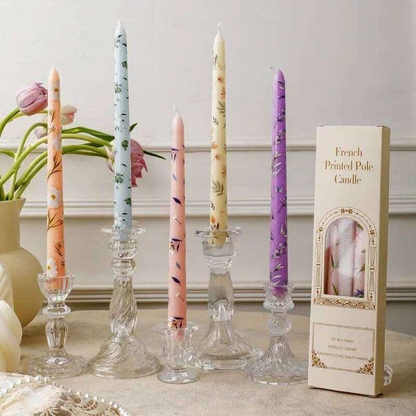 2pcs/box Flower Long Stick Scented Aromatherapy Soy Wax Candles Wedding Birthday Candle Party Home Decoration W260304