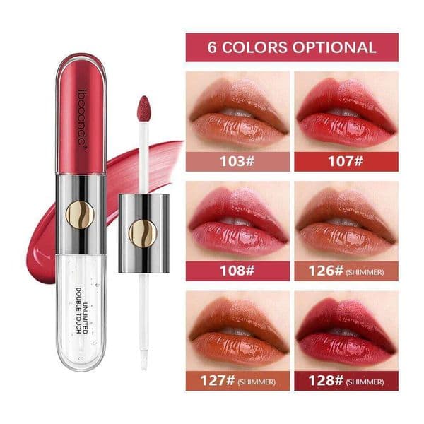 Double Headed Lip Gloss With Mirror Long Lasting Waterproof Non Fading Lipstick Nude Makeup Milk Tea Color Cosmetics H260303