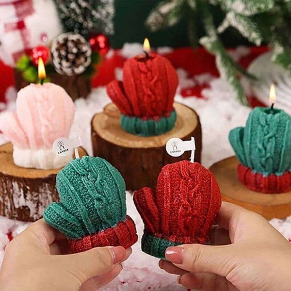 Christmas Gloves Shape 3D Scented Candle Aromatherapy Soy Wax for Wedding Birthday Festive Home Atmosphere Decoration 1/3 Pack W260304