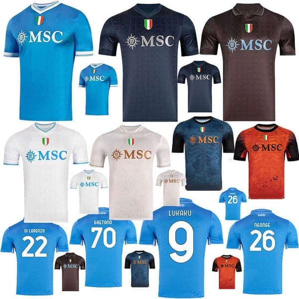 25-26 lNapoli lClub football jersey sports shirt Adult and children's set MARADONA MCTOMINAY BUONGIORNO KVARATSKHELIA DE BRUYNE DI LORENZ0 POLITANO ANGUISSA