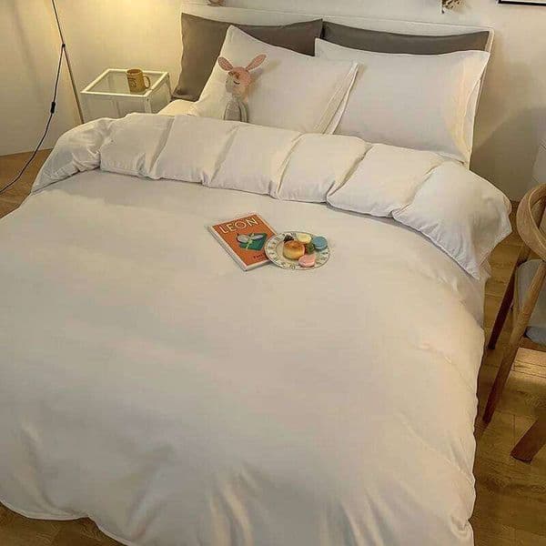 3-piece set, solid-color + one pair of pillowcases without cores, soft bedding, home down duvet cover C260304