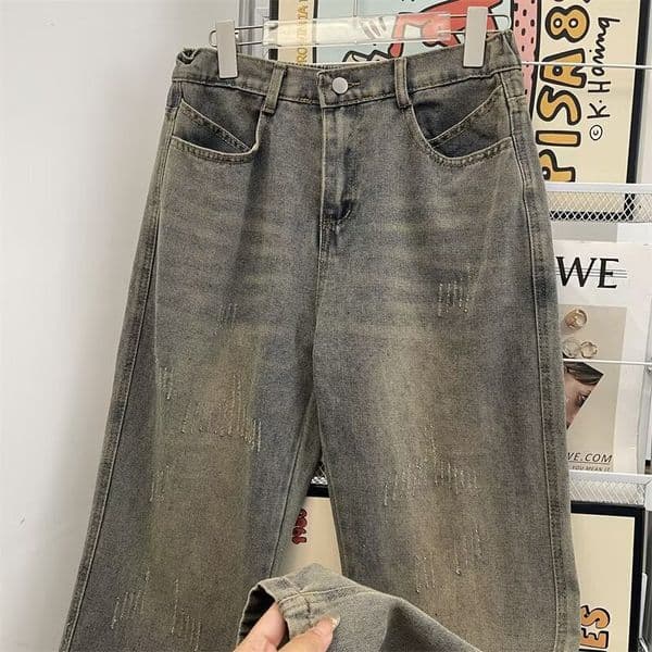 Leg-shaping Straight-leg Retro Commuter-style Wide-leg Jeans For Women High-waisted Slimming Designer Pants Loose Straight-cut Unisex