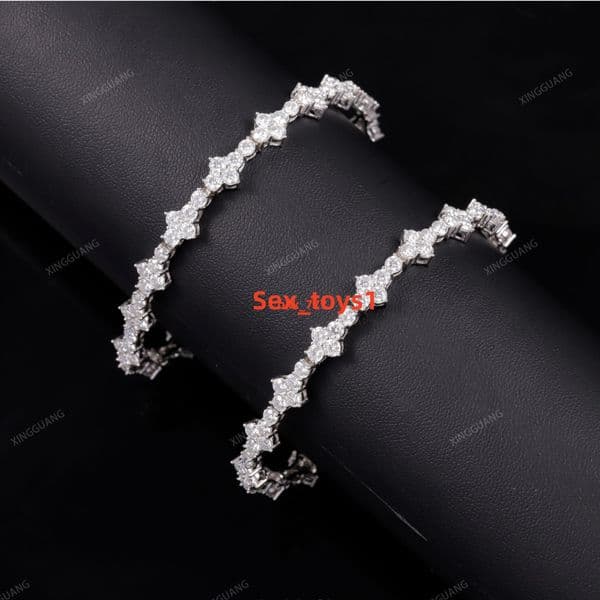 XG Pass Diamond Tester Small Cross Bracelets Iced Out Moissanite Bracelets Silver Plated Gold Moissanite Cuban Bracelets for Men