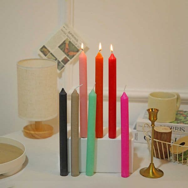 Trendy Colorful Classic Smokeless Candle for Home Emergency Lighting Long-Stem Candle for Wedding Atmosphere Decoration S260303