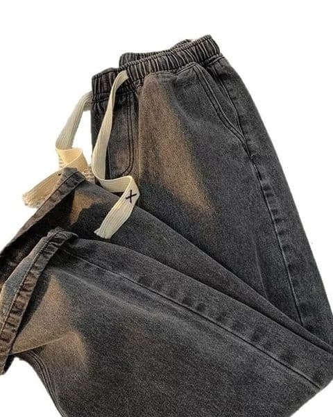 Spring and Autumn American drawstring jeans for men loose versatile casual pants trendy washed mens 260228BANJIA