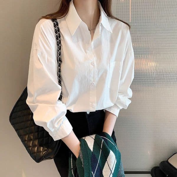 White Shirt For Women Spring Polo Shirt Autumn Summer New Style Turn-down Collar Designer Shirt Versatile Designer Hoodie Top Professional Wear Long Sleeve Shirt