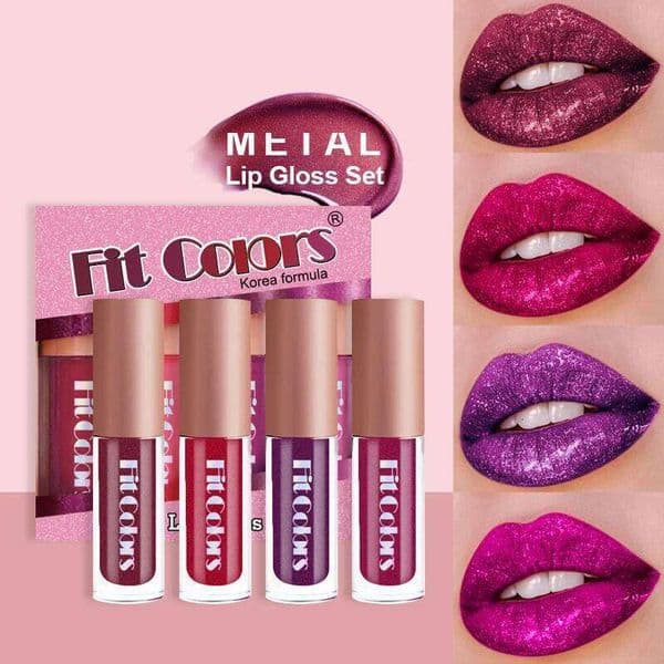 4pcs Longwear Gloss Set-Long-Lasting,Non-Stick,Diamond Shine Liquid Lipstick Makeup Glaze Lip Stain Set Women Cosmetics H260303