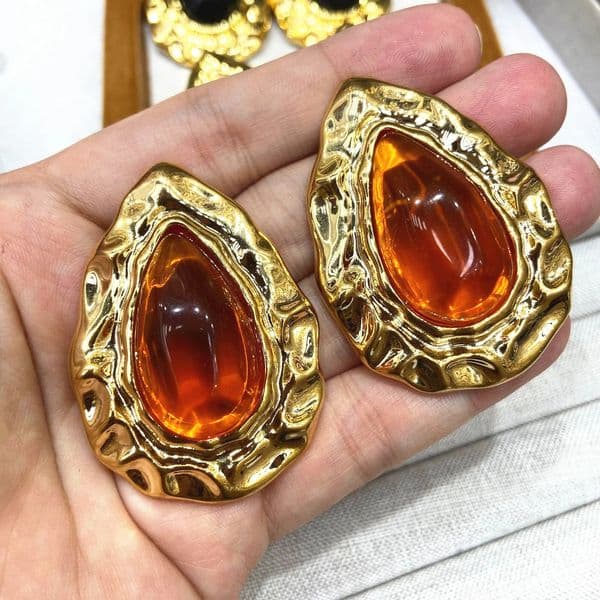 French Vintage Waterdrop Irregular Unique n Large Earrings for Women Suitable for Parties And Travel Combinations 260303