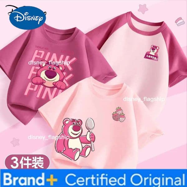 Disney 3pcs Per Pack Disney Summer Baby Girls Clothes Kid Minnie Lotso Printed Short Sleeve T-shirts Children Fashion Cotton Top XJ260304