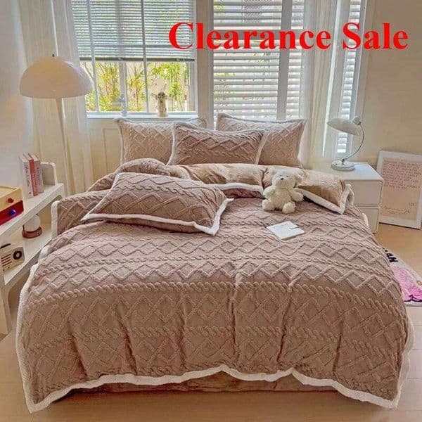 2025 new solid color Tafu milk fleece bed sheet four-piece set small standard thickened warm and comfortable C260304