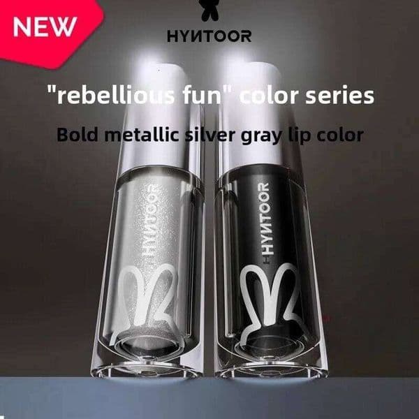 HYNTOOR Playful Rebellious Planet Black Silver Mouth Gray Lip Oil Mirror Water Gloss H260303