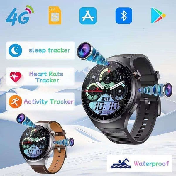 4G AMOLED Smartwatch B14 HD Dual Camera Wifi Video Call BT SIM card Google PLAY app Download Waterproof smartwatch 26H0304